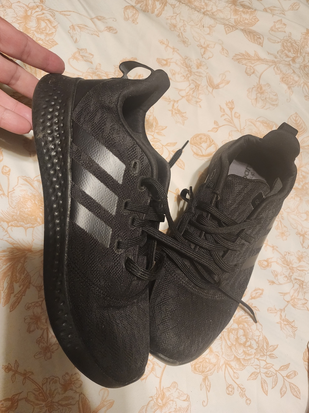 adidas Women's Black Knit Running Sneakers - Picture 2 of 3